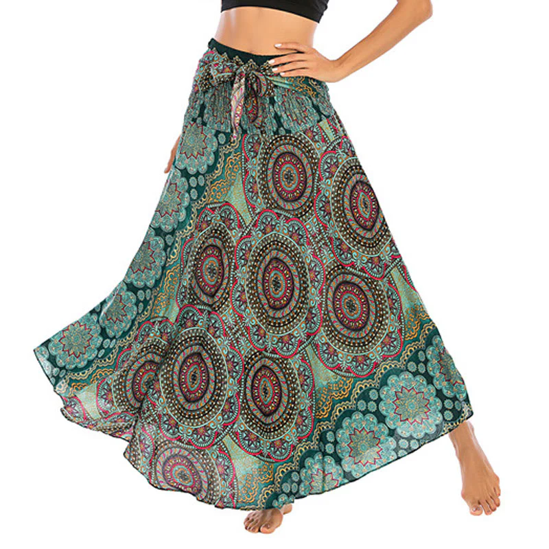 Abito con gonna allacciata con fiori mandala bohémien in due stili Buddha Stones