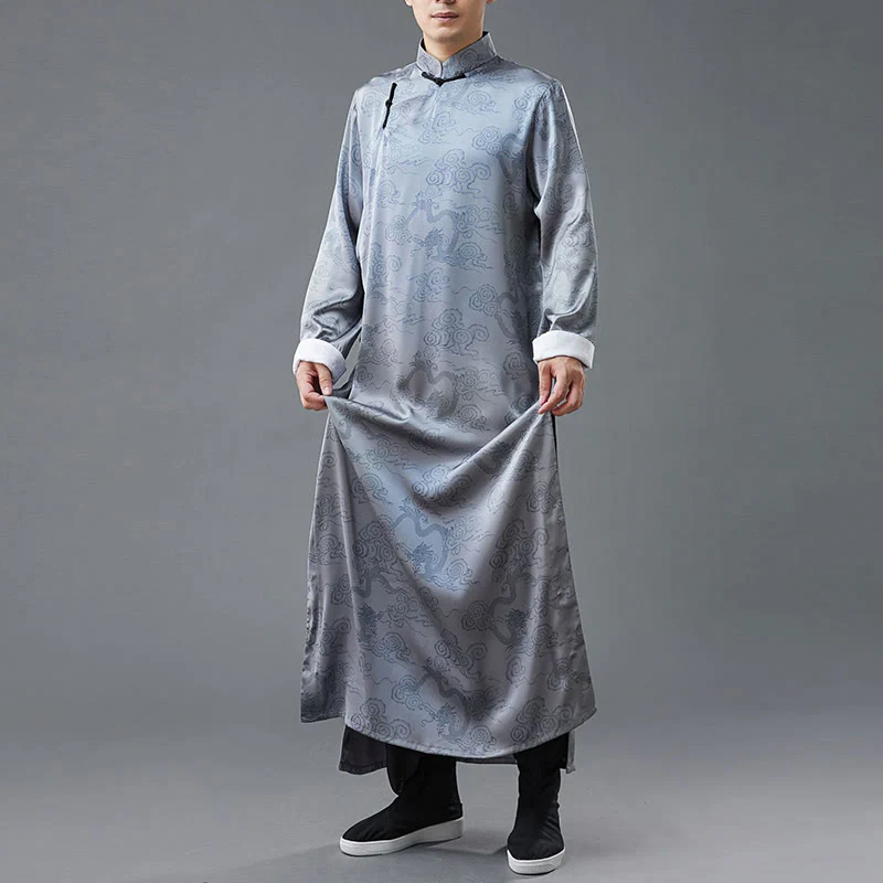 Abito da uomo in cotone con drago cinese vintage con bottoni a rana e Buddha Stones - Image 10