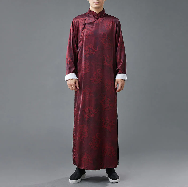 Abito da uomo in cotone con drago cinese vintage con bottoni a rana e Buddha Stones - Image 12