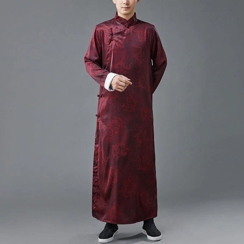 Abito da uomo in cotone con drago cinese vintage con bottoni a rana e Buddha Stones - Image 13