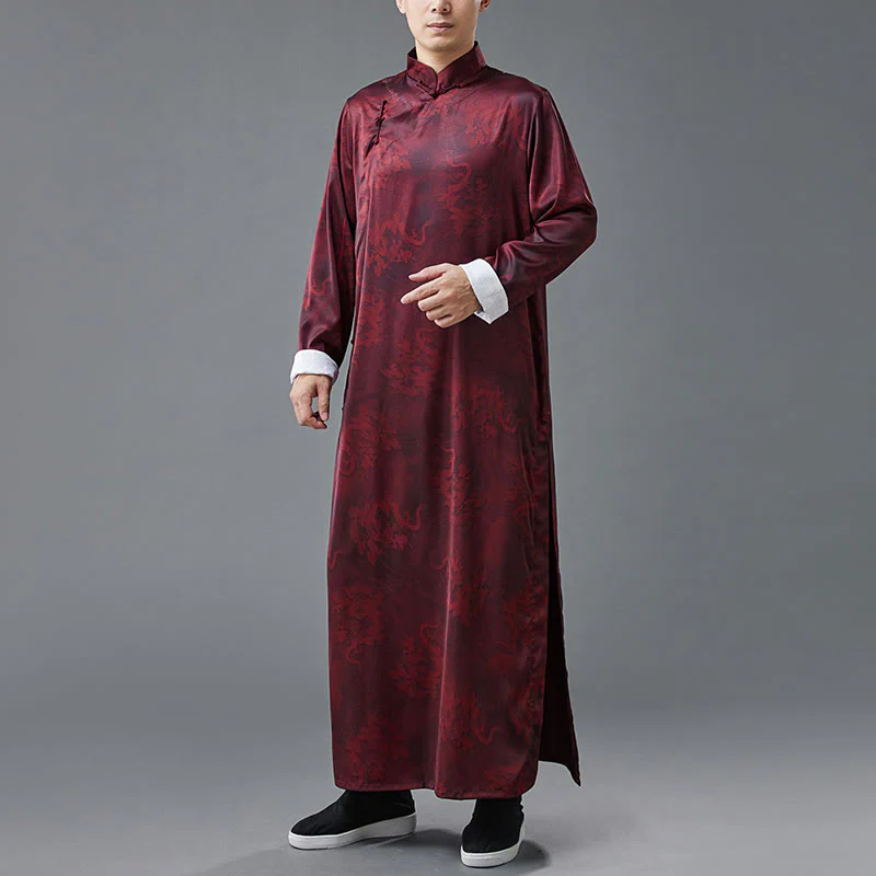 Abito da uomo in cotone con drago cinese vintage con bottoni a rana e Buddha Stones - Image 15