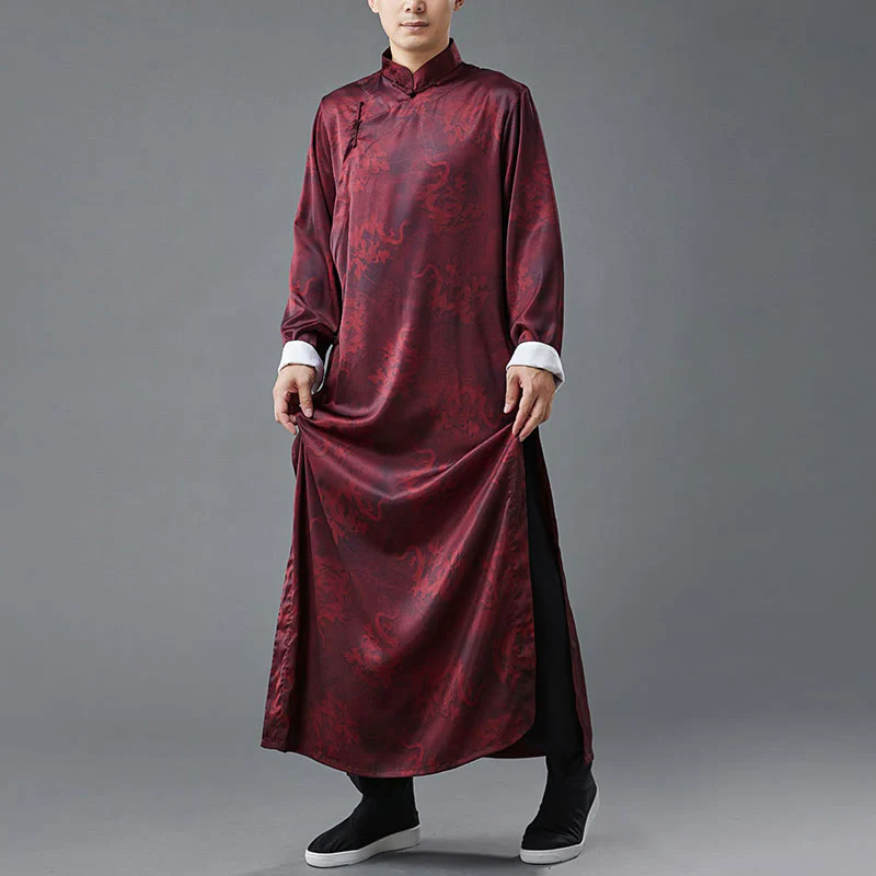 Abito da uomo in cotone con drago cinese vintage con bottoni a rana e Buddha Stones - Image 16