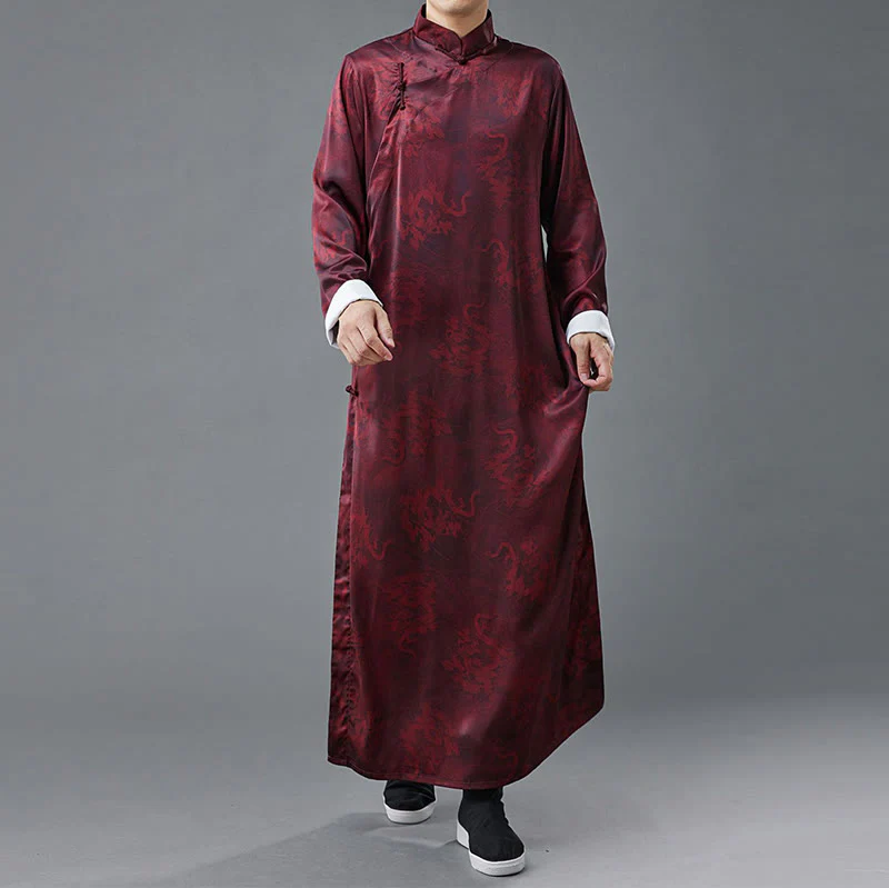 Abito da uomo in cotone con drago cinese vintage con bottoni a rana e Buddha Stones - Image 17