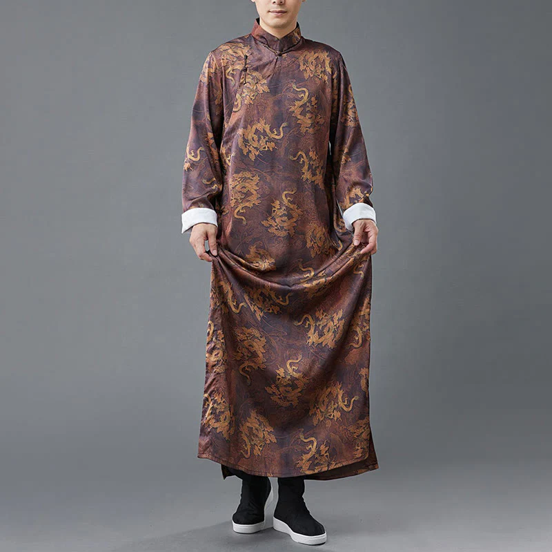 Abito da uomo in cotone con drago cinese vintage con bottoni a rana e Buddha Stones - Image 6