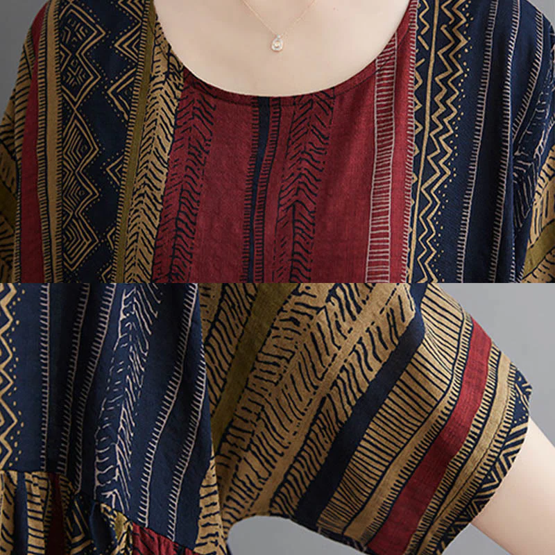Abito midi a maniche corte con tasche Buddha Stones Boho Geometry - Image 10
