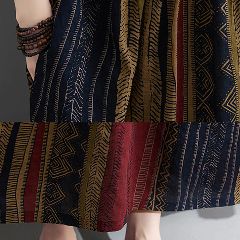 Abito midi a maniche corte con tasche Buddha Stones Boho Geometry - Image 11