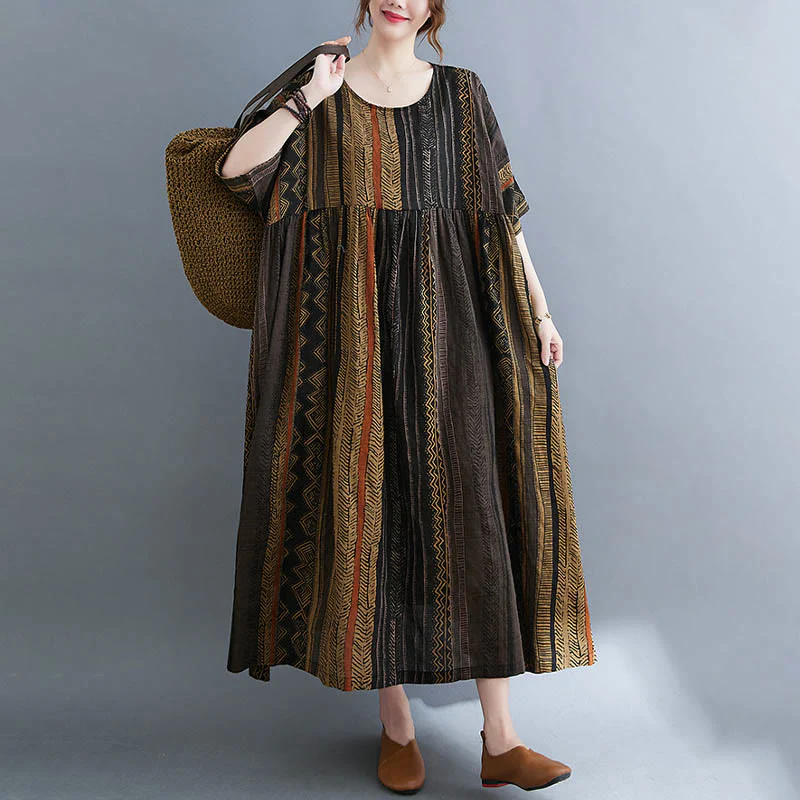 Abito midi a maniche corte con tasche Buddha Stones Boho Geometry - Image 19