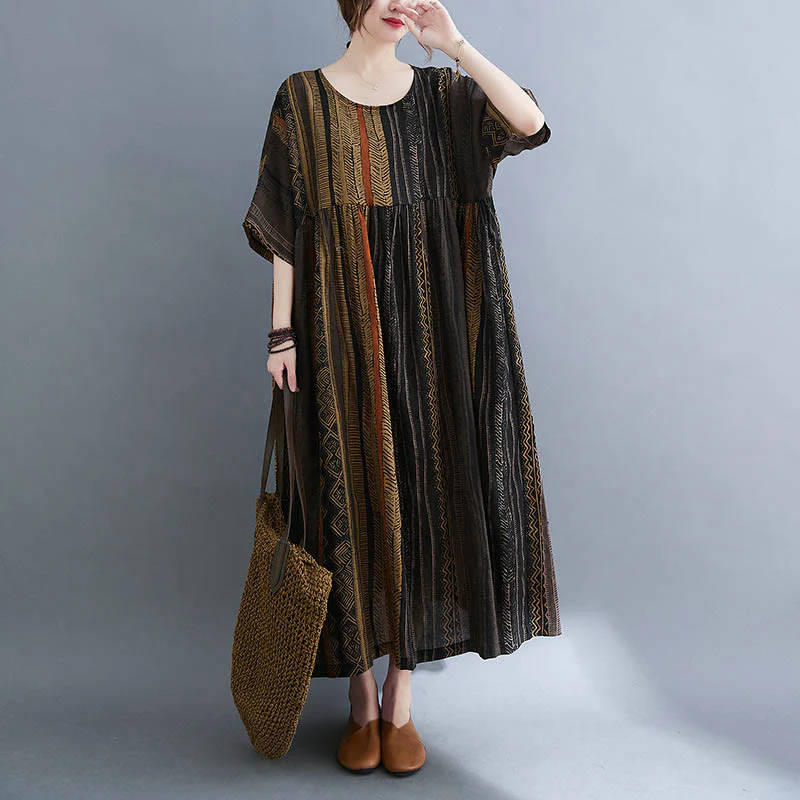 Abito midi a maniche corte con tasche Buddha Stones Boho Geometry - Image 20