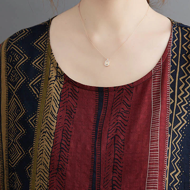 Abito midi a maniche corte con tasche Buddha Stones Boho Geometry - Image 5