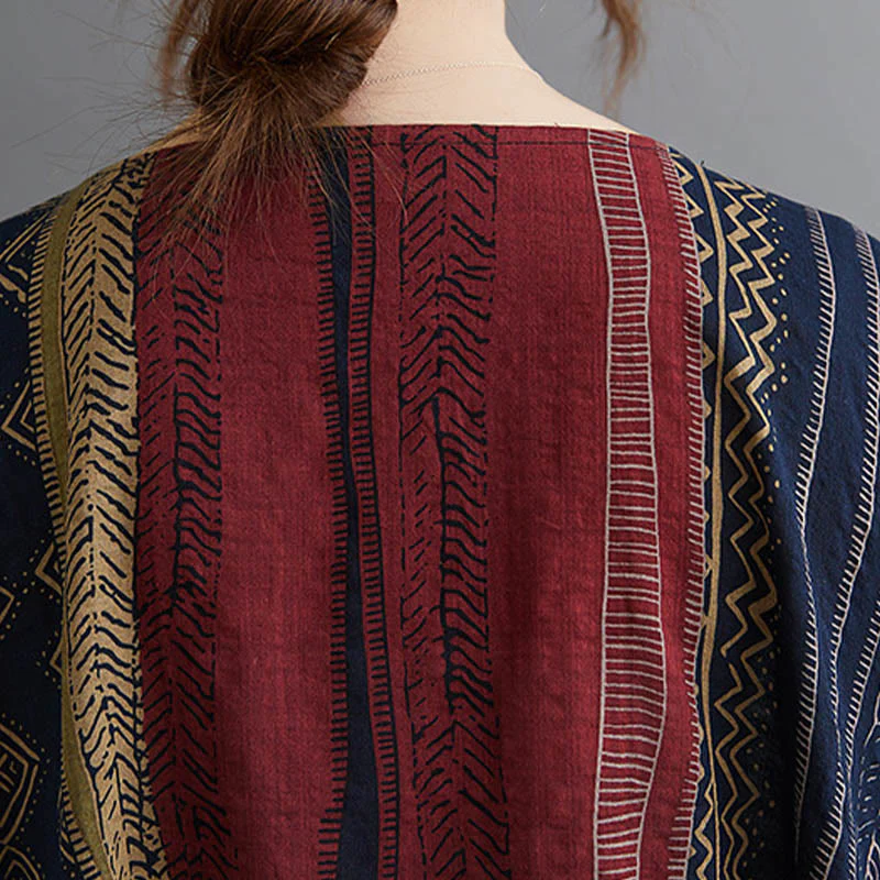 Abito midi a maniche corte con tasche Buddha Stones Boho Geometry - Image 6