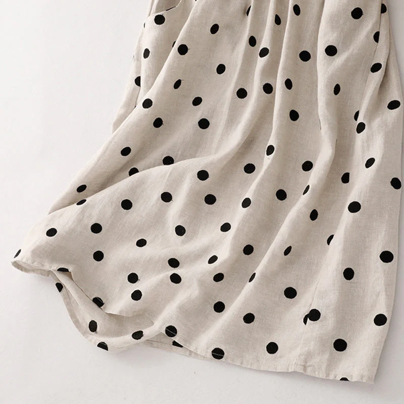 Abito midi da donna in cotone e lino con tasche, scollo a V Buddha Stones - Image 15