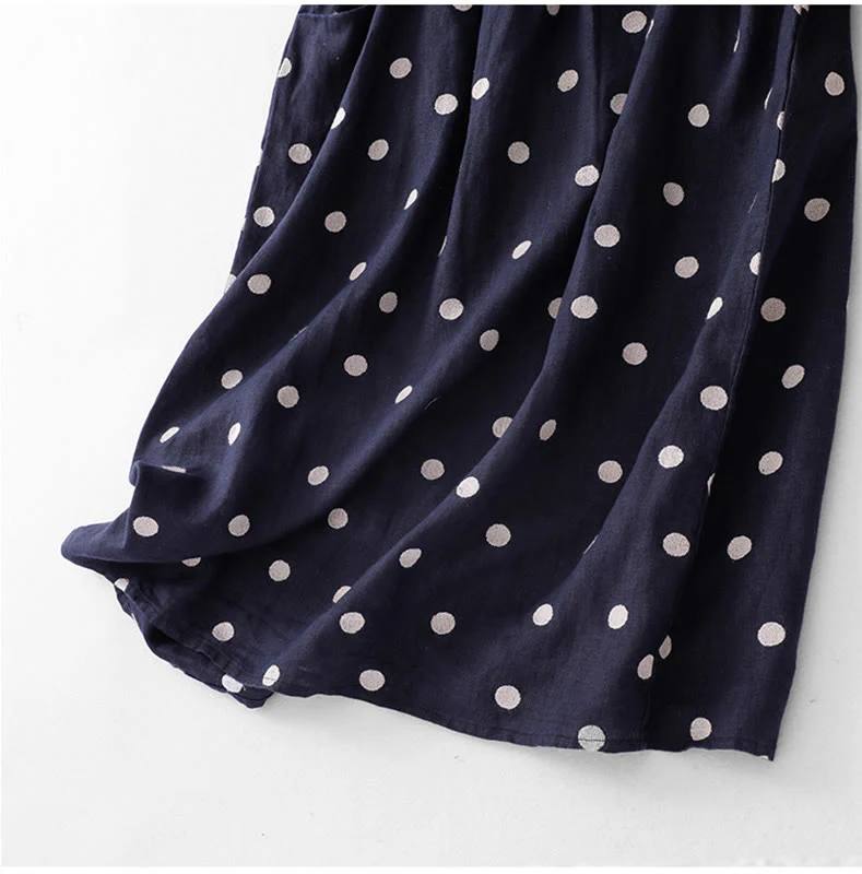 Abito midi da donna in cotone e lino con tasche, scollo a V Buddha Stones - Image 8