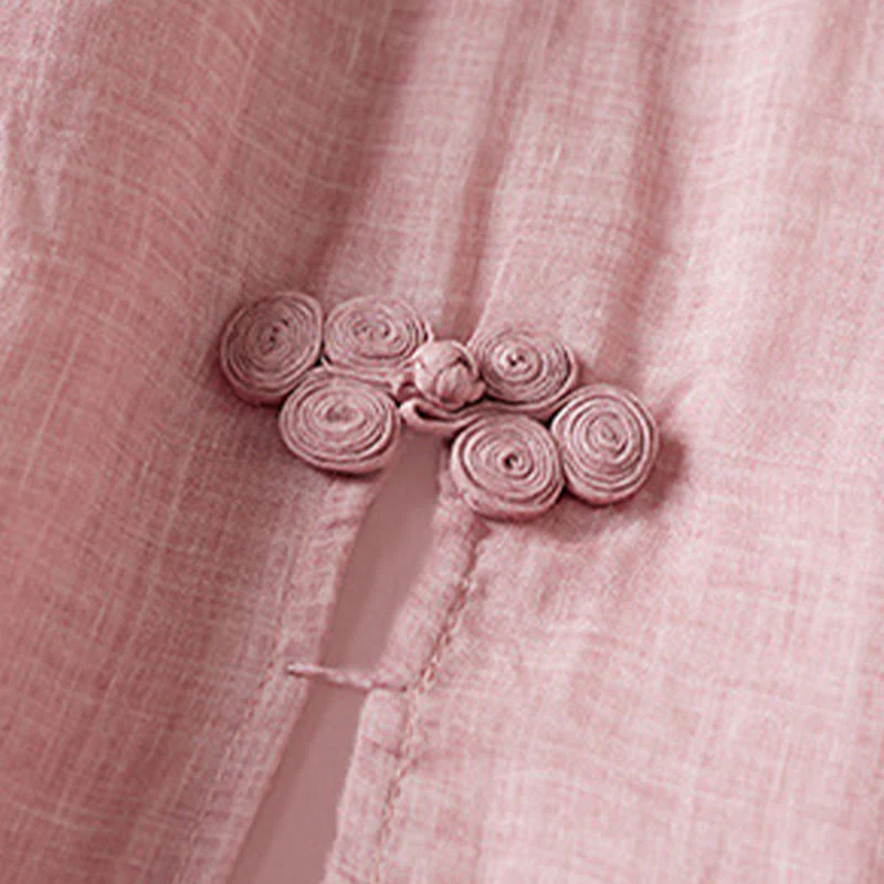 Abito midi in fibra con scollo a giro, maniche corte, foglie ricamate Buddha Stones - Image 18