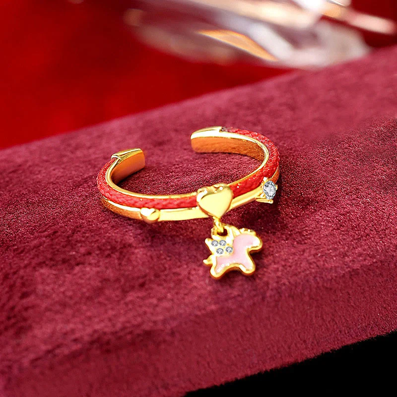 Anello aperto portafortuna in argento sterling 925 con cordino rosso Buddha Stones - Image 2