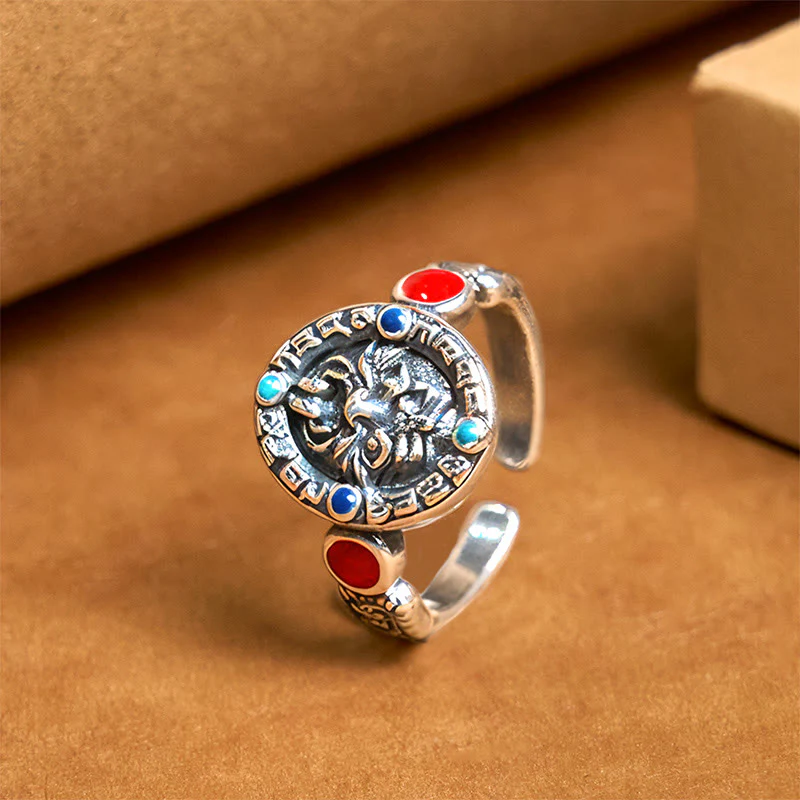 Anello aperto regolabile in rame e Buddha Stones Zakiram