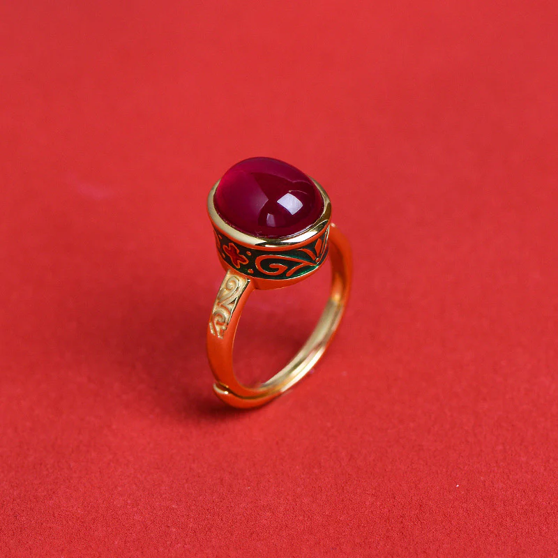 Anello Buddha Stones 925 Sterling Silver Corindone Rosso Coraggio - Image 7