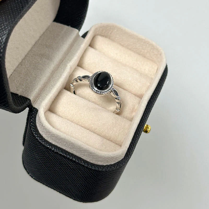 Anello della fortuna in onice nero in argento sterling 925 Buddha Stones - Image 10
