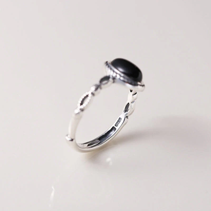Anello della fortuna in onice nero in argento sterling 925 Buddha Stones - Image 6