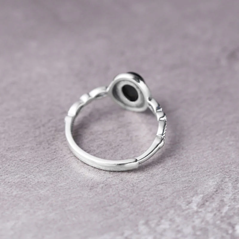 Anello della fortuna in onice nero in argento sterling 925 Buddha Stones - Image 7