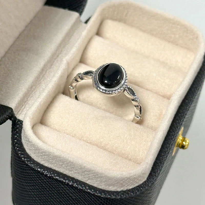 Anello della fortuna in onice nero in argento sterling 925 Buddha Stones - Image 9