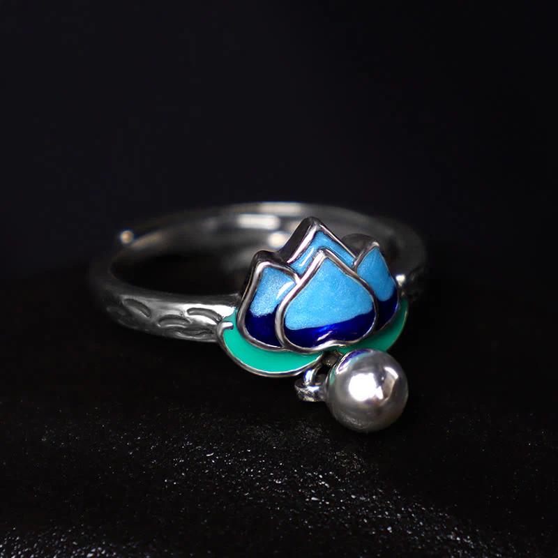Anello dell'illuminazione con motivo a fiore di loto Buddha Stones - Image 4