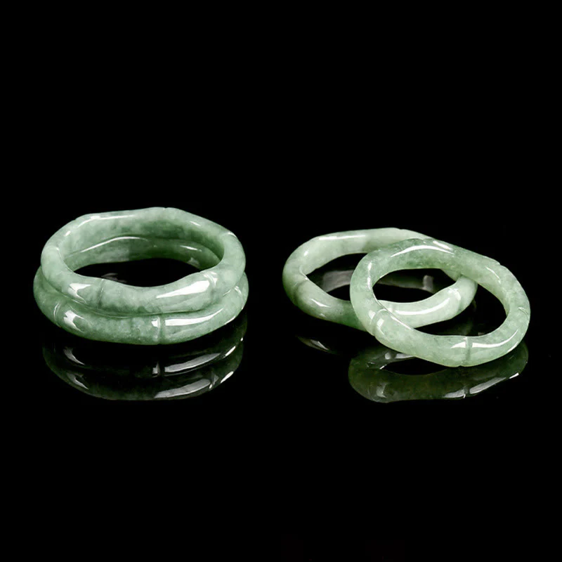 Anello di abbondanza in giada con design in bambù naturale Buddha Stones - Image 11