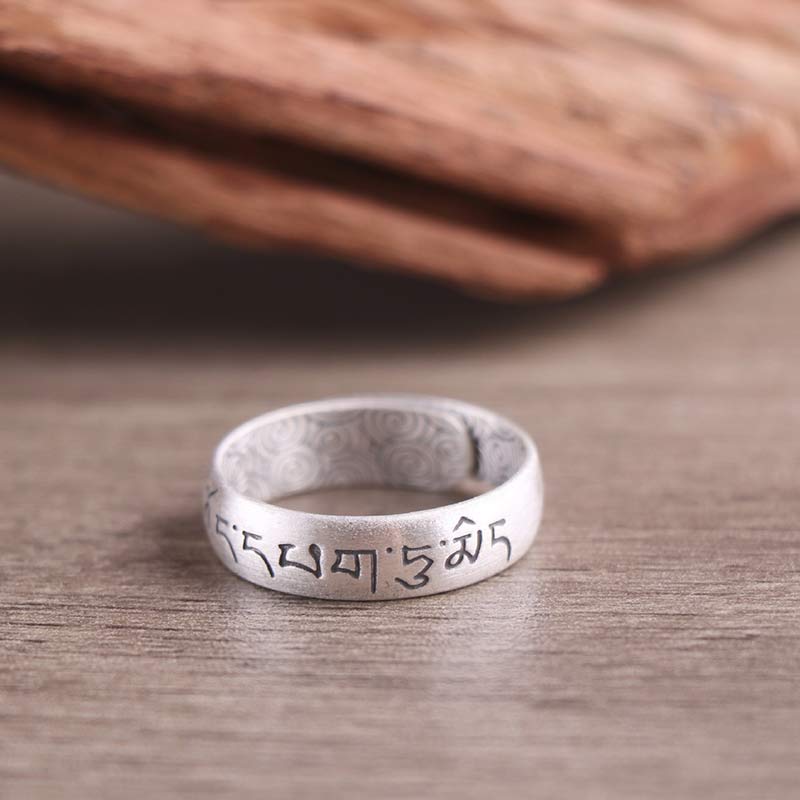 Anello di benedizione Buddha Stones 999 Sterling Silver Lotus Elephant Six True Words - Image 12