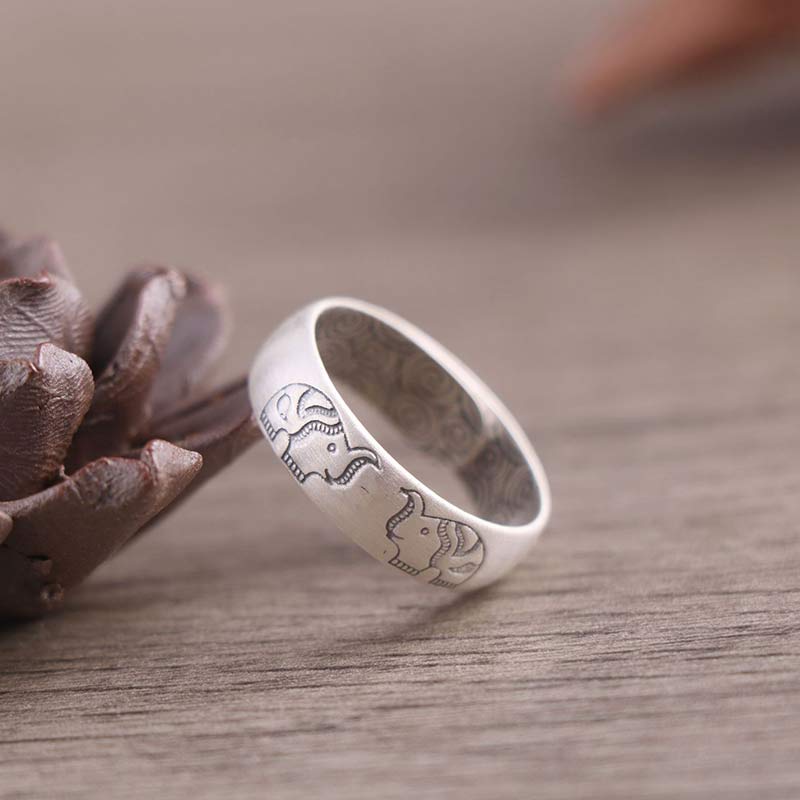 Anello di benedizione Buddha Stones 999 Sterling Silver Lotus Elephant Six True Words - Image 8