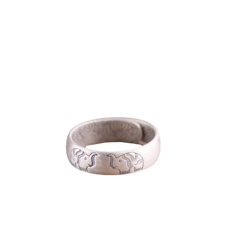 Anello di benedizione Buddha Stones 999 Sterling Silver Lotus Elephant Six True Words - Image 9