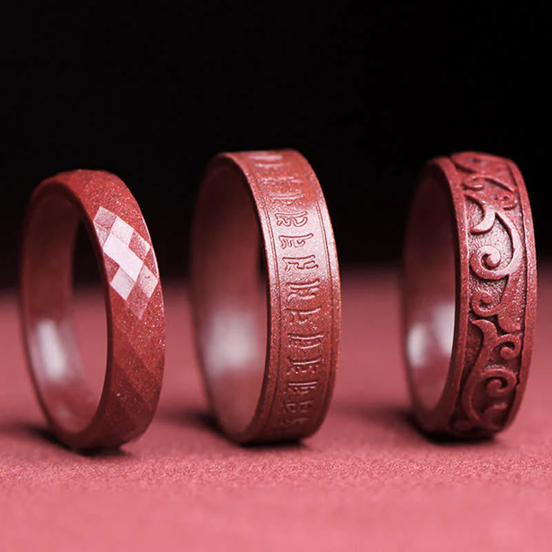 Anello di benedizione Buddha Stones Cinnabar Om Mani Padme Hum Nuvole di buon auspicio - Image 11