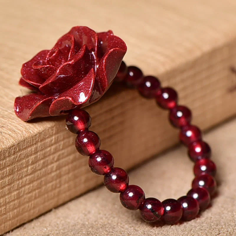 Anello di concentrazione con perle di granato rosa e cinabro Buddha Stones - Image 13
