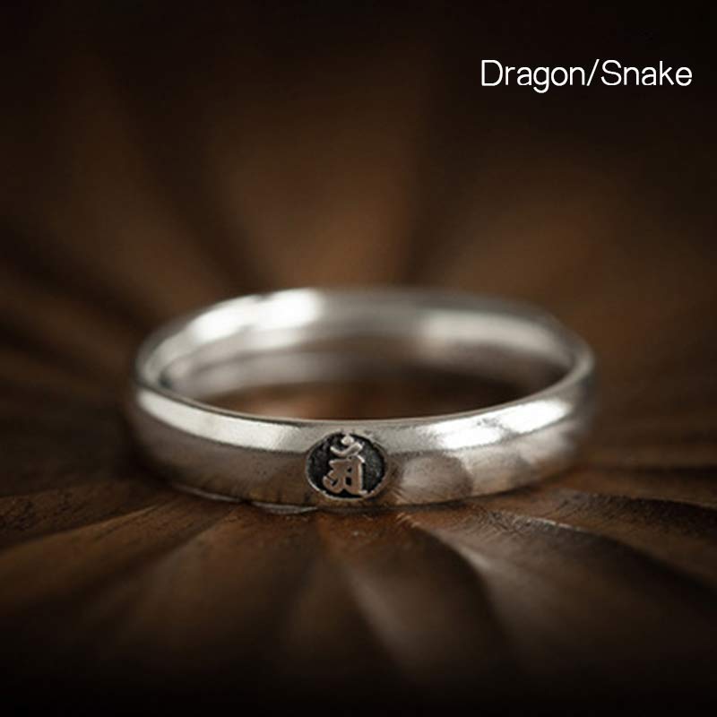 Anello di coppia di benedizione del Buddha Buddha Stones in argento sterling 925, zodiaco cinese, natale - Image 17