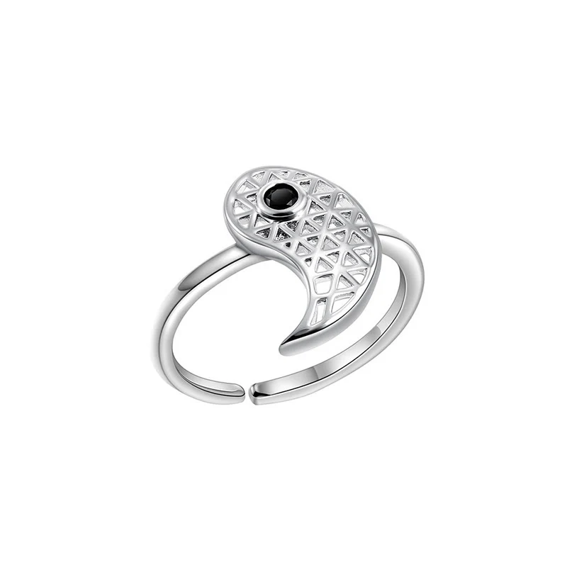 Anello di coppia in acciaio al titanio Buddha Stones Yin Yang con polsino in equilibrio - Image 11