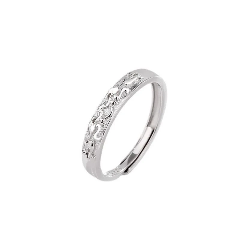 Anello di coppia regolabile Buddha Stones 925 Sterling Silver PiXiu Balance - Image 4