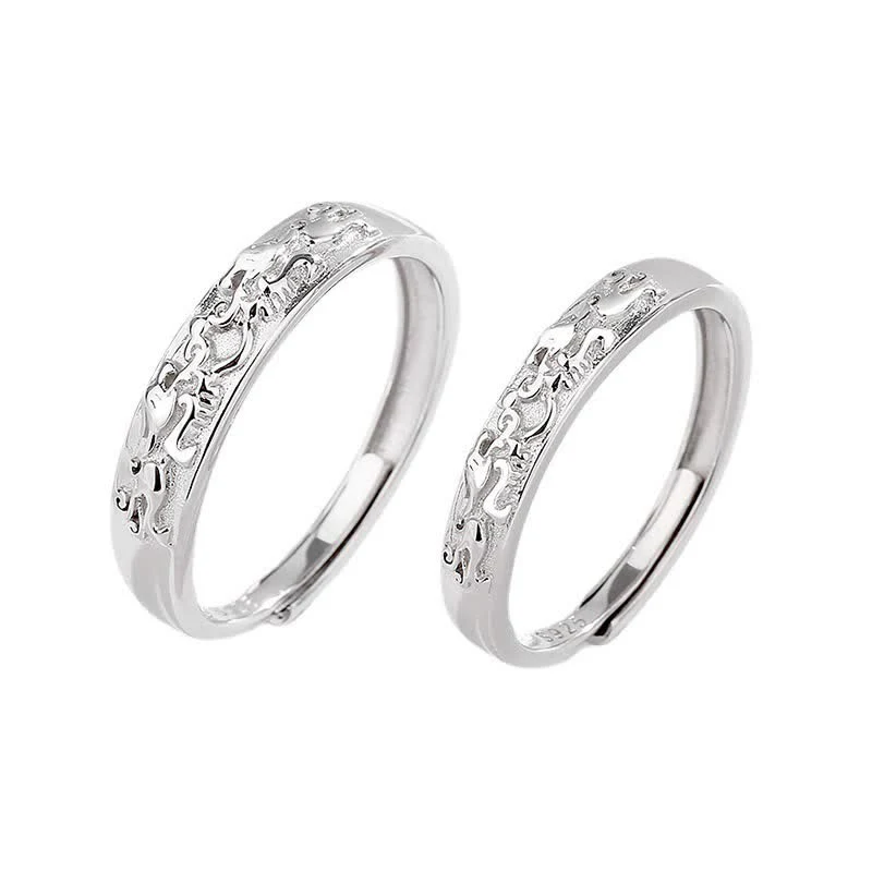 Anello di coppia regolabile Buddha Stones 925 Sterling Silver PiXiu Balance - Image 8