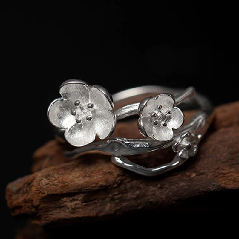 Anello di equilibrio Buddha Stones 925 Sterling Silver Plum Bossom - Image 12