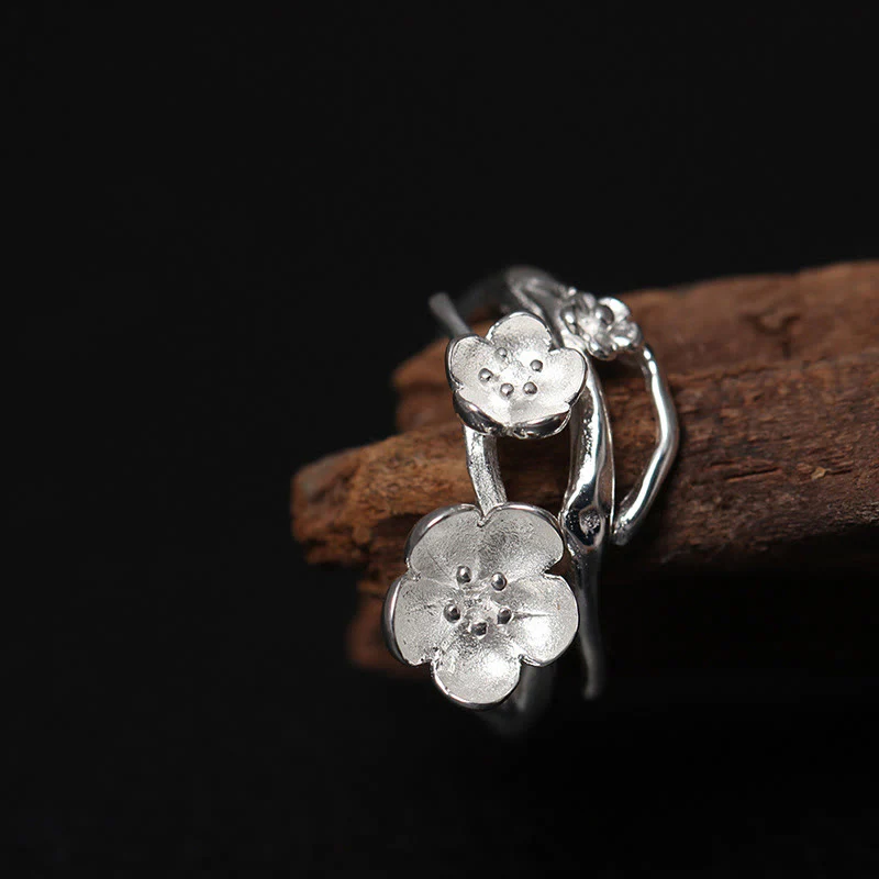 Anello di equilibrio Buddha Stones 925 Sterling Silver Plum Bossom - Image 4