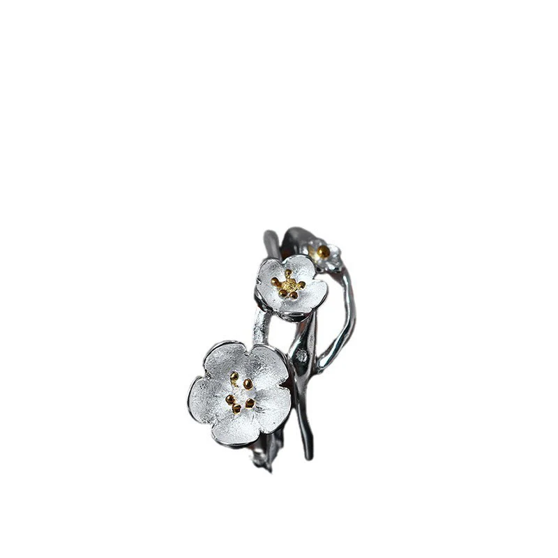 Anello di equilibrio Buddha Stones 925 Sterling Silver Plum Bossom - Image 5
