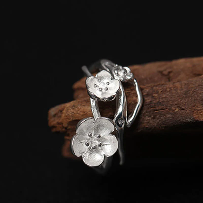 Anello di equilibrio Buddha Stones 925 Sterling Silver Plum Bossom - Image 7