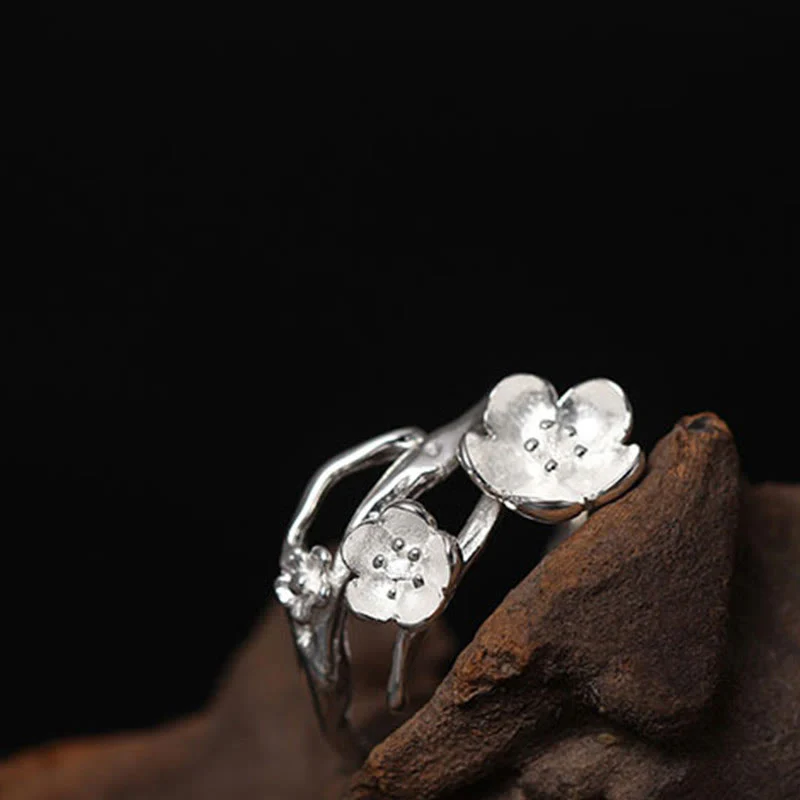 Anello di equilibrio Buddha Stones 925 Sterling Silver Plum Bossom - Image 9