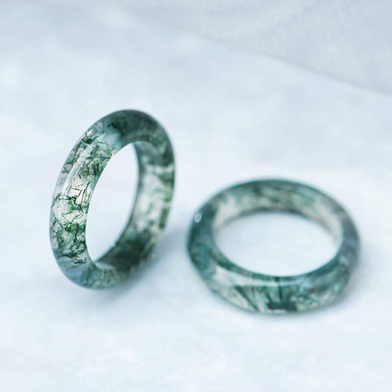 Anello di equilibrio curativo in agata muschiata Buddha Stones - Image 3