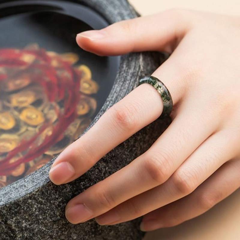 Anello di equilibrio curativo in agata muschiata Buddha Stones - Image 4