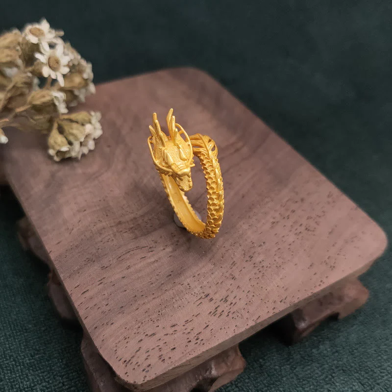 Anello di forza del successo del drago dorato Buddha Stones - Image 3