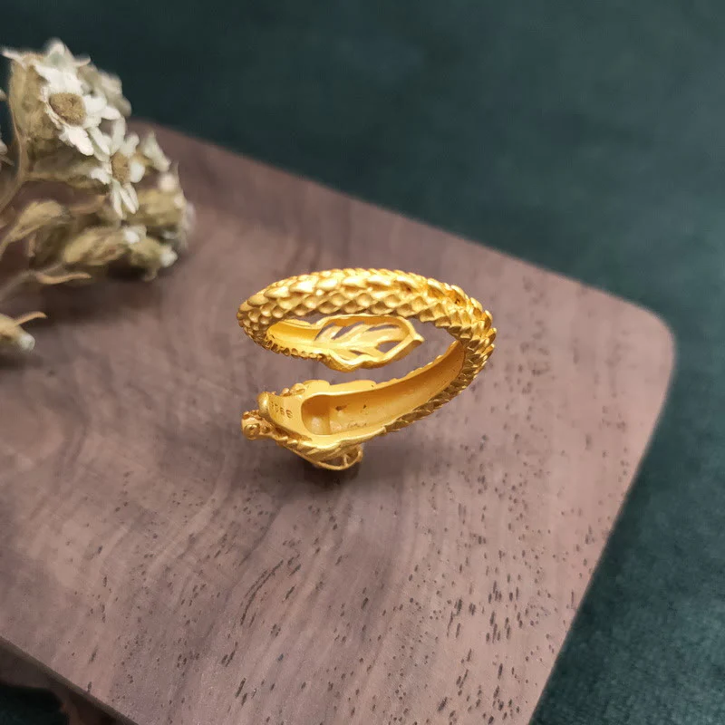 Anello di forza del successo del drago dorato Buddha Stones - Image 5