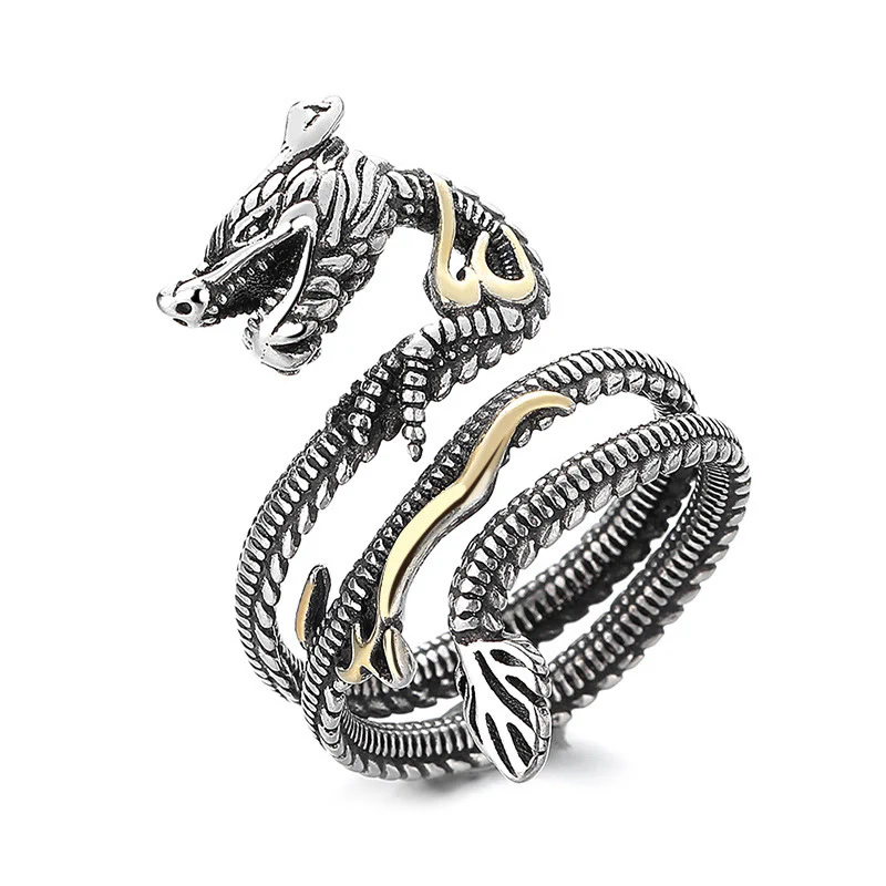 Anello di forza in rame con motivo drago vintage Buddha Stones - Image 2
