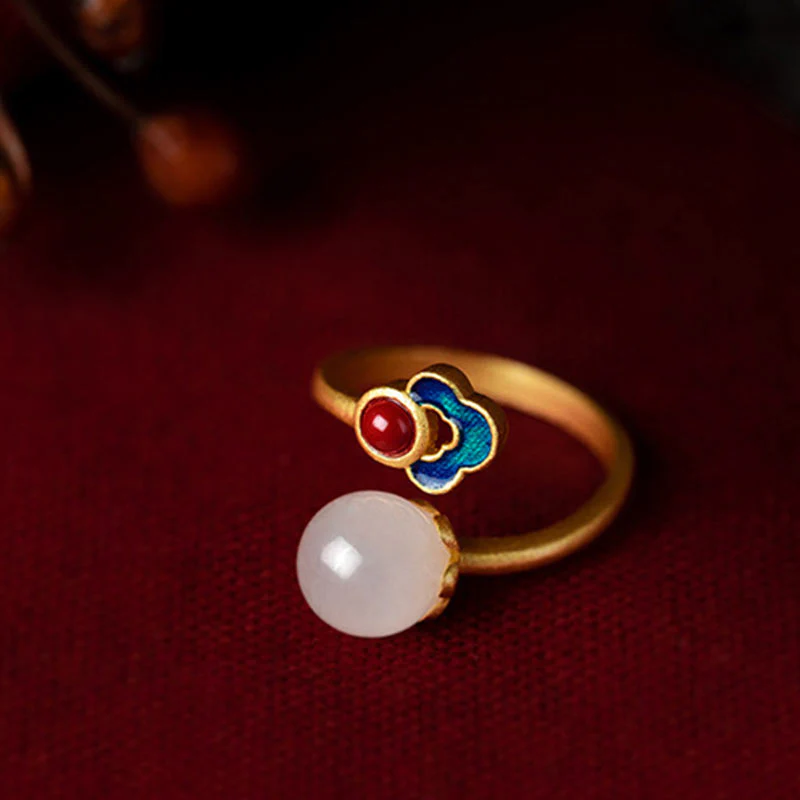 Anello di giada bianca con nuvola propizia e benedizione - Image 10