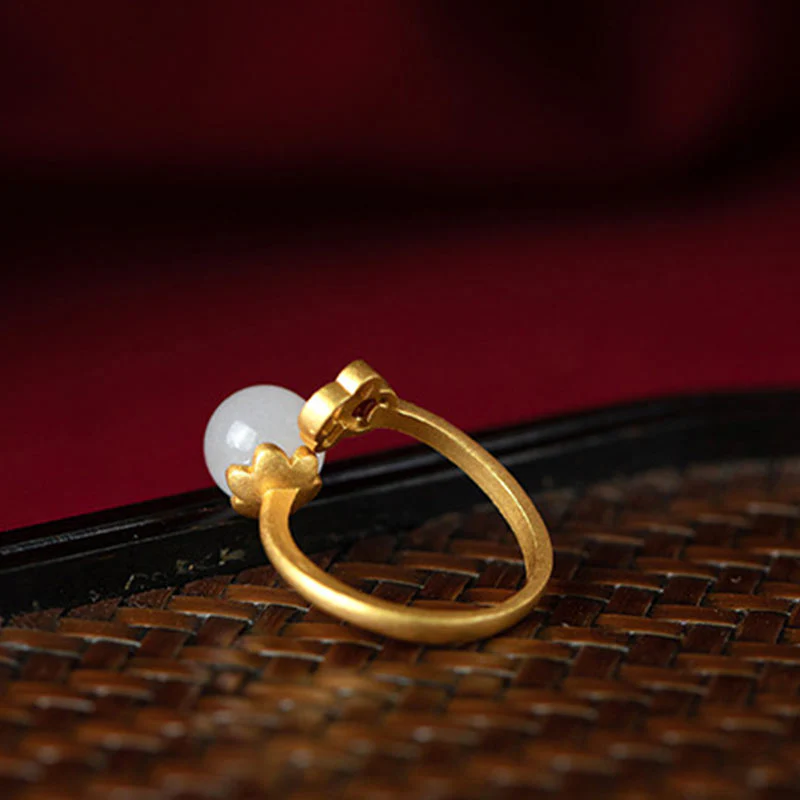 Anello di giada bianca con nuvola propizia e benedizione - Image 11