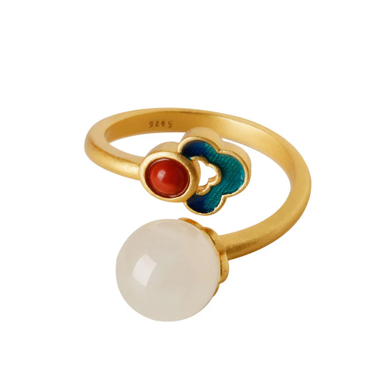 Anello di giada bianca con nuvola propizia e benedizione - Image 12