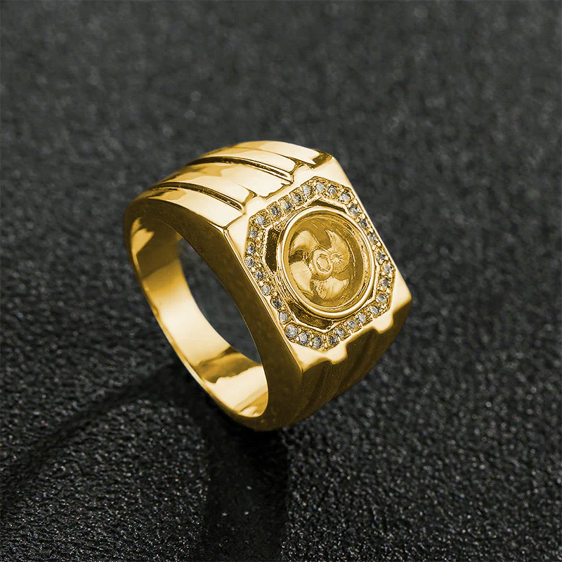 Anello di guarigione a forma di mulino a vento in ottone e rame placcato oro con Buddha Stones - Image 3