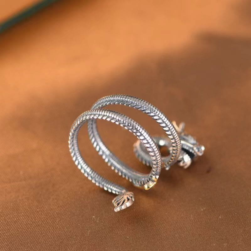 Anello di protezione con motivo a drago vintage Buddha Stones - Image 3